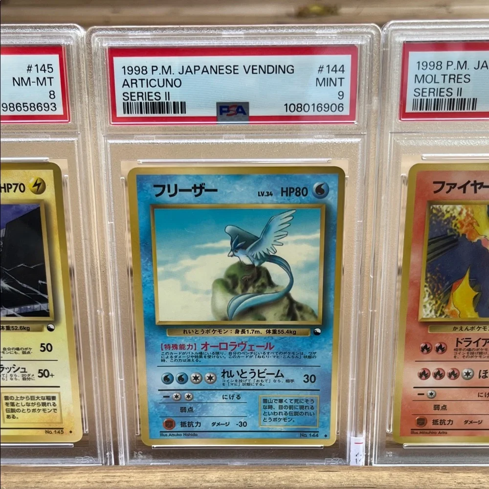 Japanese Vending Series 2 1998 Pokémon Zapdos,Articuno and Moltres! PSA graded!